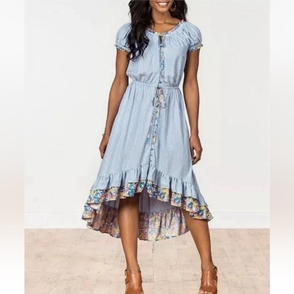 Matilda Jane Come Away With Me Ruffle Dress Striped Prairie Cottagecore XS
